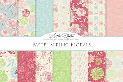 Spring Floral Vector Patterns - Pastel Flower Seamless Digital Papers Product Image 1