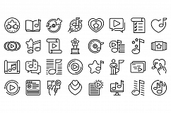 Playlist icons set, outline style Product Image 1