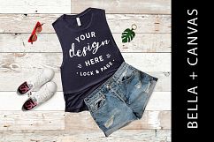 Midnight Navy Bella Canvas 8803 Tank Muscle Beach Top Mockup Product Image 1
