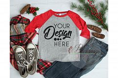 Christmas Raglan Mockup Bundle T Shirt Flat Lay 4 Images Product Image 5