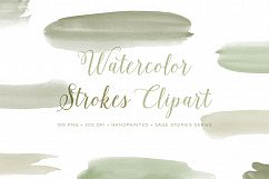 watercolor brush strokes green clipart graphics - 100 PNG Product Image 2