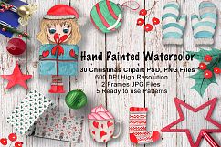 Hand Painted Watercolor Christmas Clipart Set Product Image 1