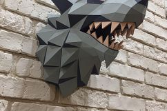 Game of Thrones, Winter is coming, Paper Wolf, Direwolf, Wolf Head, Papercraft Wolf, House Stark, animal head, Home Decoration, Printable Product Image 3