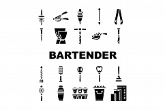 Bartender Accessory Collection Icons Set Vector Product Image 1