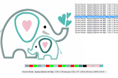 APPLIQUE Mother&#039;s Love ~ ELEPHANTS - Mother and Baby ~ Machine Embroidery Design in 2 sizes - Instant Download Product Image 3