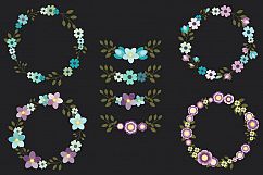 Mint violet flower wreath clip art, Floral border set Product Image 2