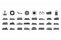 Cruise ship icons set, simple style Product Image 1