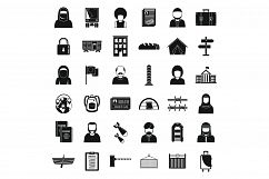 Global illegal immigrants icons set, simple style Product Image 1
