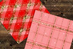 16 Luxury Gold and Red Glitter Plaid Tartan Digital Papers Product Image 8