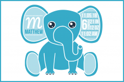 Birth stats svg, birth stats template, elephant svg file Product Image 1