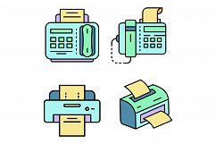 Fax icon set line color vector Product Image 1