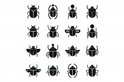 Scarab beetle icons set, simple style Product Image 1