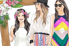 Fashion Girls - Volume 1 ( Dark skin) fashion illustration clipart Product Image 3