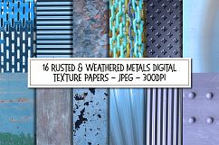 Blue Rusted and Weathered Metal Texture Digital Papers Product Image 1