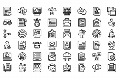 Online job search icons set, outline style Product Image 1