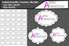 frames and Label 2 line 3D frames clipart / label  high quality 120 / borders / printable high quality designs / hand drawn frames / commercial use Product Image 1