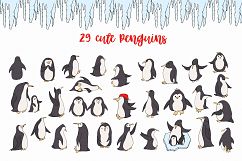 Penguins clipart and winter elements Product Image 2