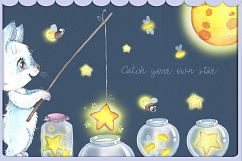 Arctic fox and glowwarm night watercolor clipart kit for bab Product Image 9