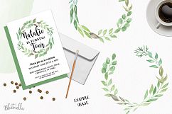 Verde Watercolor Clipart Wreaths Garlands Leaves Leaf Greenery Product Image 2