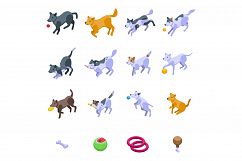 Playful dog icon, isometric style Product Image 1