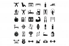 Gym time icons set, simple style Product Image 1