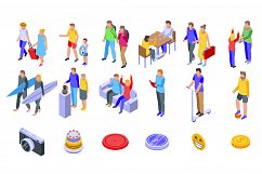 Family holidays icons set, isometric style Product Image 1