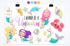 Mermaid unicorn graphics and illustrations Product Image 3