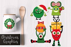 Cute Christmas Monsters Clip Art Graphics Product Image 1