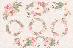 Watercolor Rose Romantic Garden clipart Product Image 2