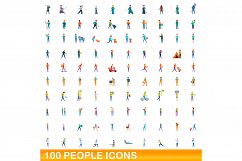 100 people icons set, cartoon style Product Image 1