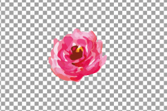 Watercolor Pink and Blue Roses and leafs clip art pack, png Product Image 5