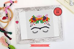 Feminist Art Portrait Cross Stitch Pattern PDF Floral Crown Product Image 2