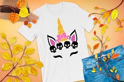 Halloween Unicorn with skulls and bow, svg for girls Product Image 3
