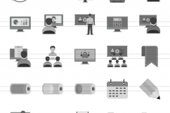 166 Web Flat Greyscale Icons Product Image 2