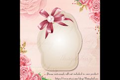 Bow with Pearl Label Frame, Shiny Bow, Satin Bow, Wedding Product Image 2