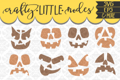 Pumpkin Faces Halloween Harvest Fall Autumn SVG Cricut Silhouette Cuttables  Product Image 1