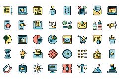 Successful campaign icons set vector flat Product Image 1