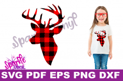  Buffalo Plaid Reindeer Deer Head Silhouette Printable svg cut files for silhouette or cricut Product Image 1