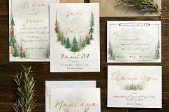 Watercolor Forest Wedding Invitation Suite Product Image 1