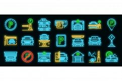 Underground parking icons set vector neon Product Image 1
