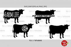 Cow SVG File, Cow Cut File, Cow Monogram Svg, Cow Split Svg, farm life, Svg Files for Silhouette Cameo or Cricut. Product Image 1