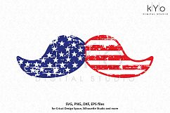 Distressed American US flag pattern Moustache SVG PNG DXF EPS files Product Image 1