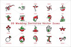 Indian Wedding Invitation Icons Vector Pack of 20 Product Image 1