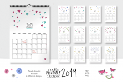 2019 Doodle Printable Calendar Product Image 1