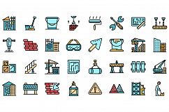 Building reconstruction icons set vector flat Product Image 1