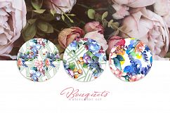 Bouquets flowers set PNG watercolor Product Image 3