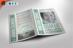 Newspaper Funeral Program Photoshop word Publisher Template Product Image 1