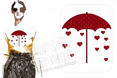 Heart Rain Machine Embroidery Design 4 Sizes Product Image 1