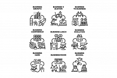 Business Evolution Set Icons Vector Black Illustration Product Image 1