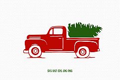 Retro vintage christmass Truck svg, holiday christmas svg Product Image 1